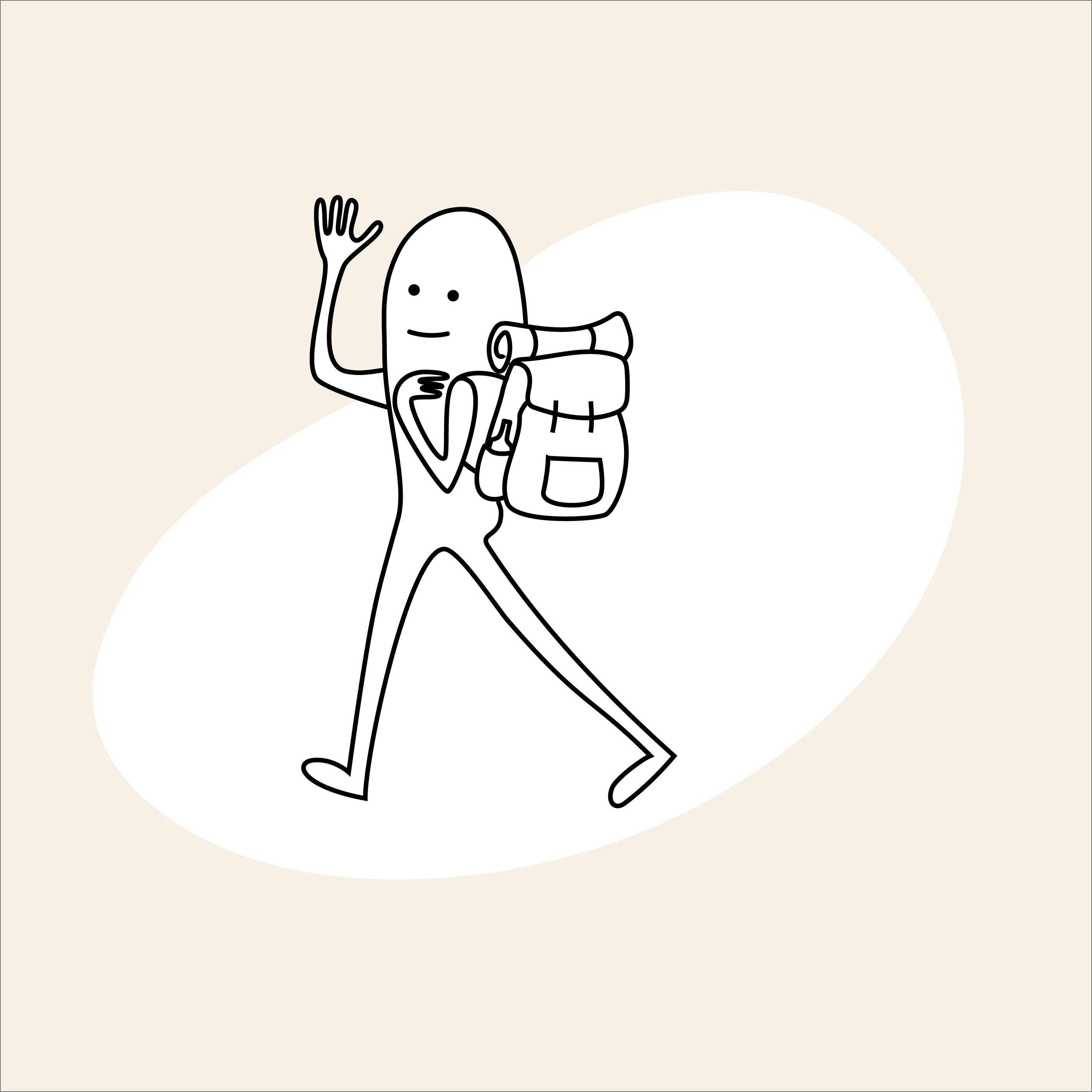 Illustration of a student traveler waving